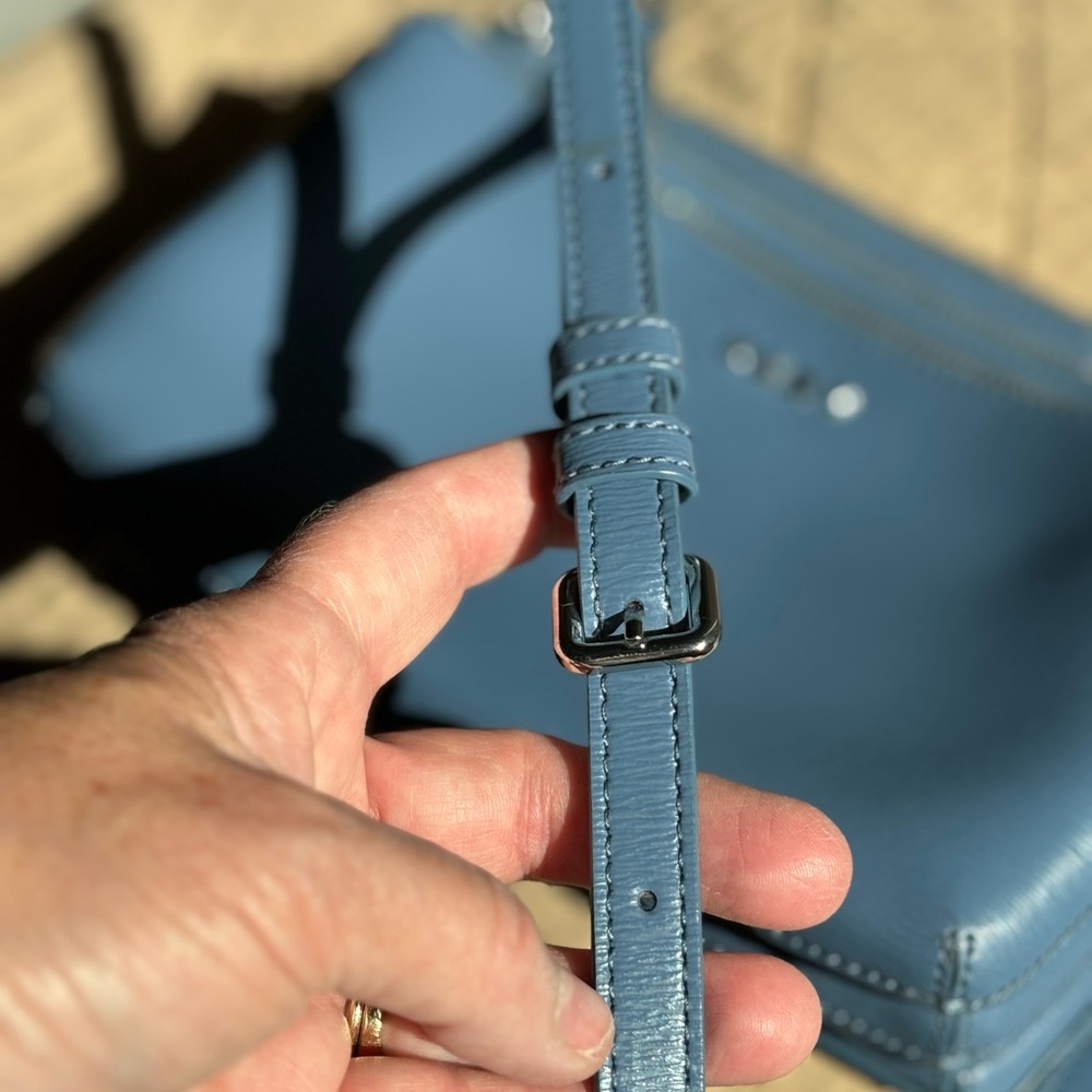 DKNY Handbag Vinyl Slate blue crossbody style. GUC - Picture 9 of 9